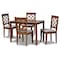 Baxton Studio Sari Grey Upholstered and Walnut Wood 5-Piece Dining Set 173-9874-8959 - alternate 1